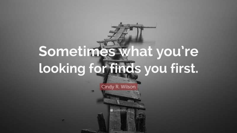 Cindy R. Wilson Quote: “Sometimes what you’re looking for finds you first.”