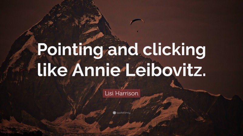 Lisi Harrison Quote: “Pointing and clicking like Annie Leibovitz.”