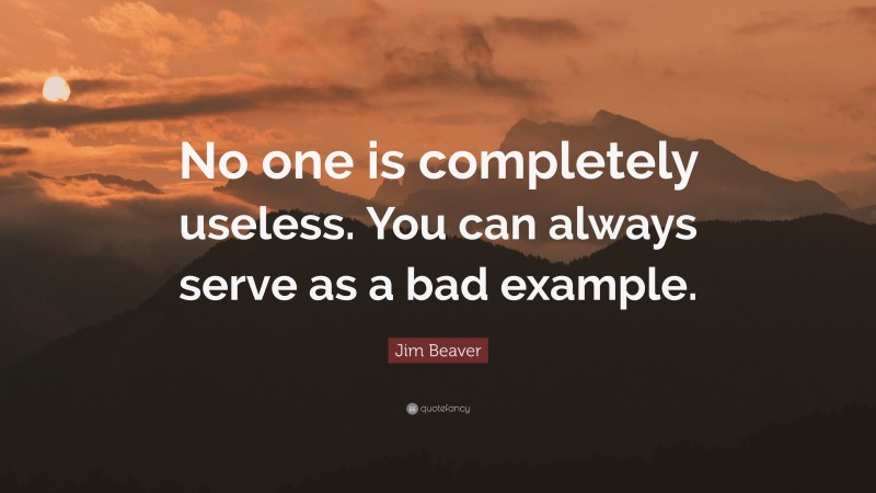 Jim Beaver Quote: “No one is completely useless. You can always serve as a bad example.”