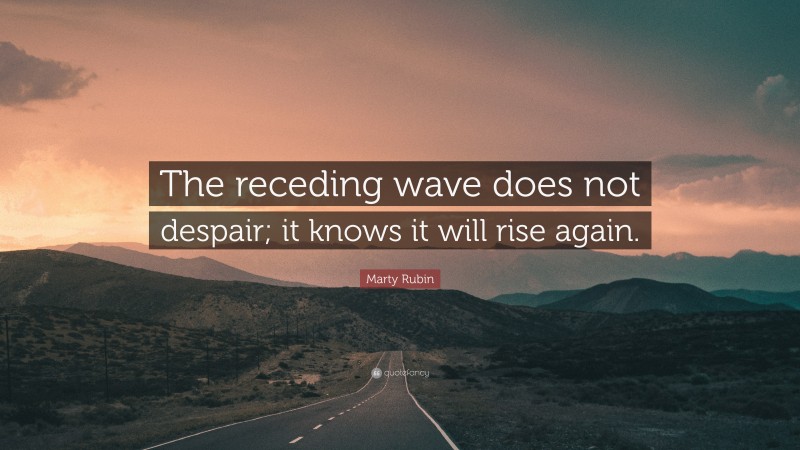 Marty Rubin Quote: “The receding wave does not despair; it knows it will rise again.”