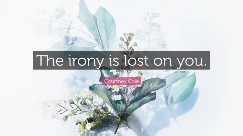 Courtney Cole Quote: “The irony is lost on you.”