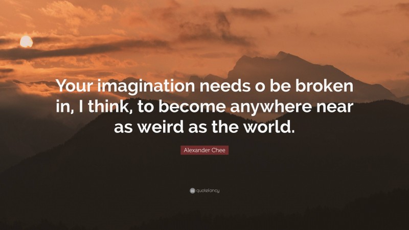 Alexander Chee Quote: “Your imagination needs o be broken in, I think, to become anywhere near as weird as the world.”