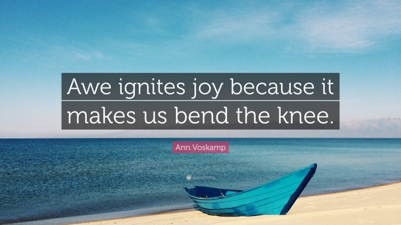 Ann Voskamp Quote: “Awe ignites joy because it makes us bend the knee.”