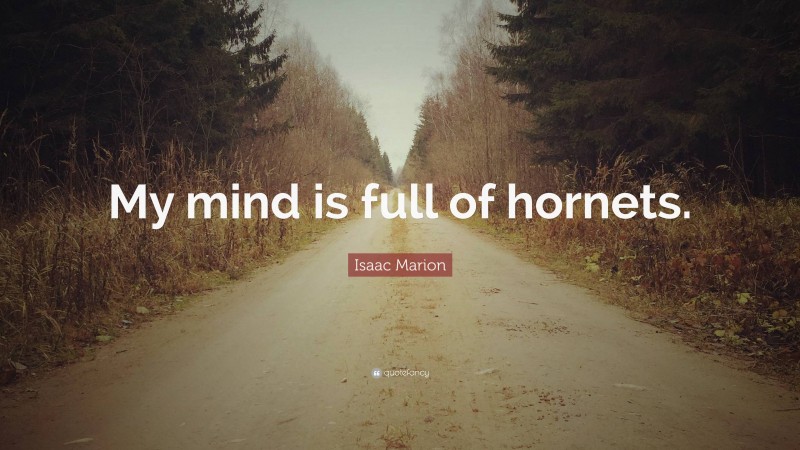 Isaac Marion Quote: “My mind is full of hornets.”
