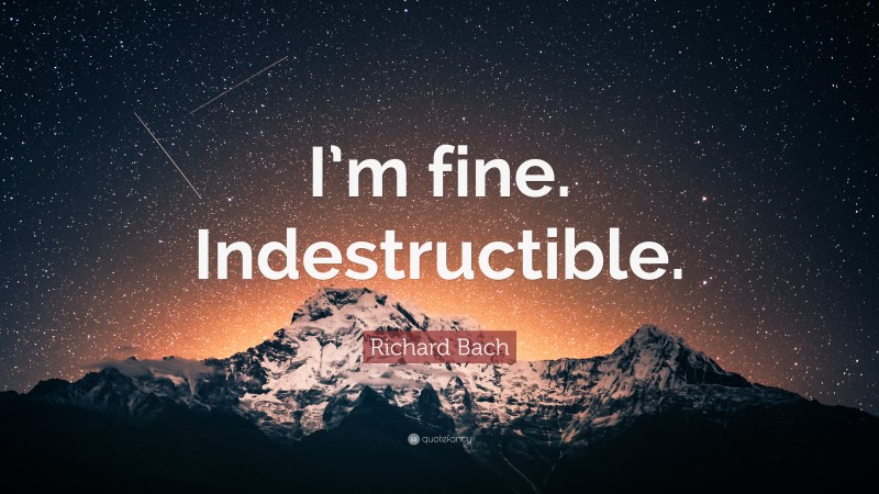 Richard Bach Quote: “I’m fine. Indestructible.”