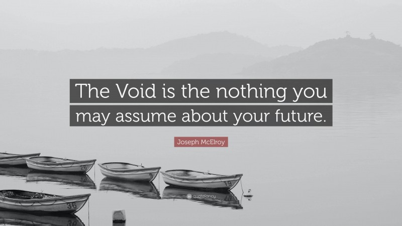 Joseph McElroy Quote: “The Void is the nothing you may assume about your future.”