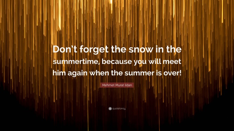 Mehmet Murat ildan Quote: “Don’t forget the snow in the summertime, because you will meet him again when the summer is over!”