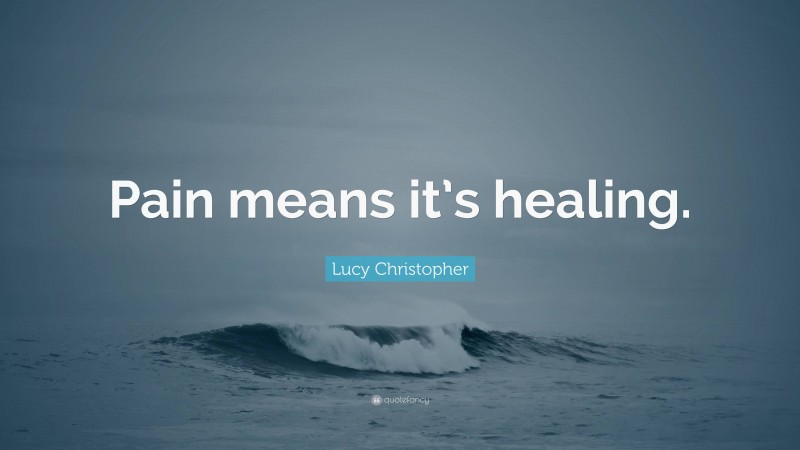 Lucy Christopher Quote: “Pain means it’s healing.”