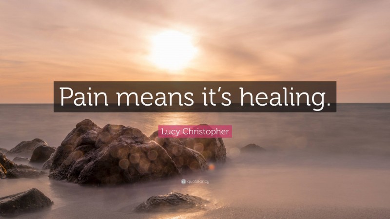 Lucy Christopher Quote: “Pain means it’s healing.”