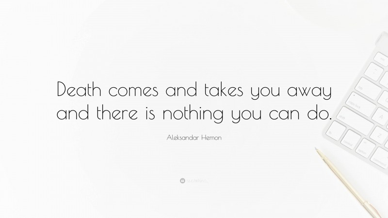 Aleksandar Hemon Quote: “Death comes and takes you away and there is nothing you can do.”