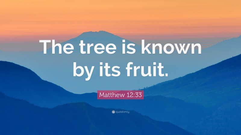 Matthew 12:33 Quote: “The tree is known by its fruit.”