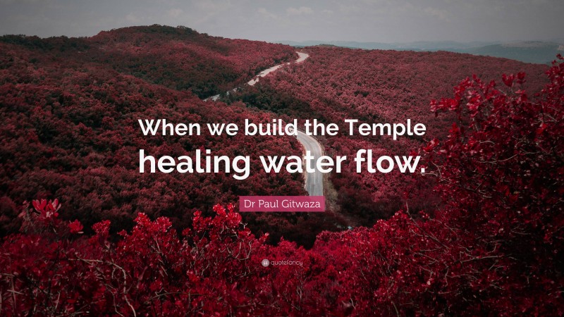 Dr Paul Gitwaza Quote: “When we build the Temple healing water flow.”