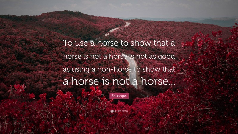 Zhuangzi Quote: “To use a horse to show that a horse is not a horse is not as good as using a non-horse to show that a horse is not a horse...”