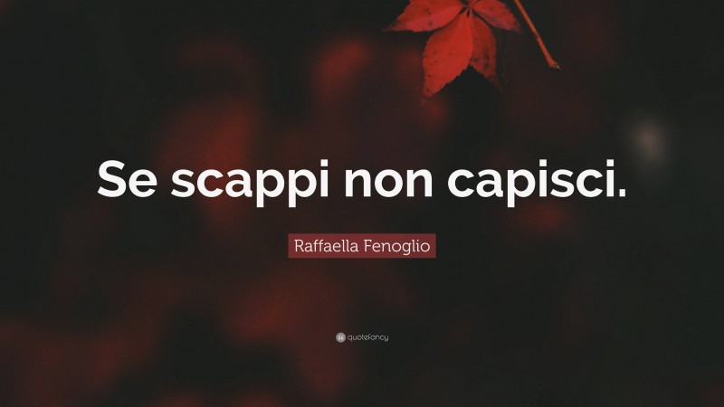 Raffaella Fenoglio Quote: “Se scappi non capisci.”