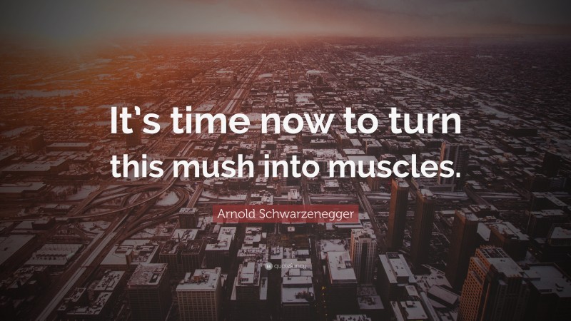 Arnold Schwarzenegger Quote: “It’s time now to turn this mush into muscles.”