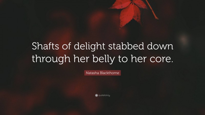 Natasha Blackthorne Quote: “Shafts of delight stabbed down through her belly to her core.”
