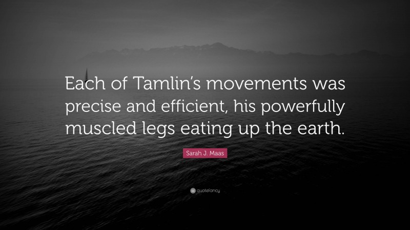 Sarah J. Maas Quote: “Each of Tamlin’s movements was precise and efficient, his powerfully muscled legs eating up the earth.”