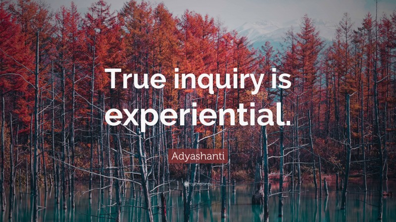 Adyashanti Quote: “True inquiry is experiential.”