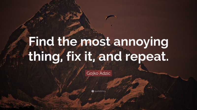 Gojko Adzic Quote: “Find the most annoying thing, fix it, and repeat.”