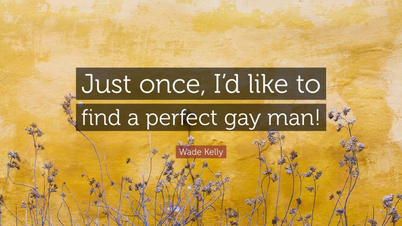 Wade Kelly Quote: “Just once, I’d like to find a perfect gay man!”