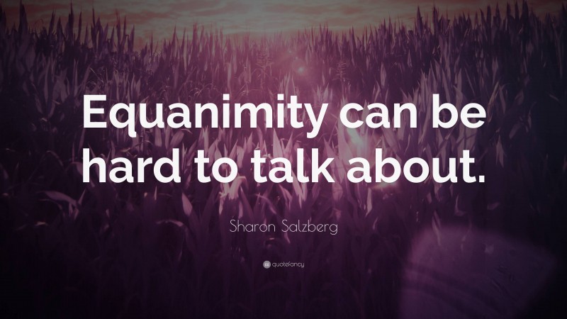 Sharon Salzberg Quote: “Equanimity can be hard to talk about.”