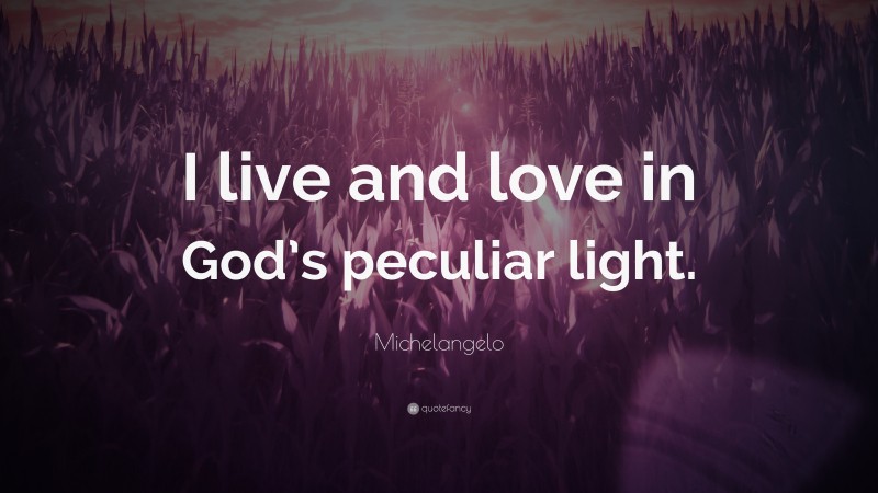 Michelangelo Quote: “I live and love in God’s peculiar light.”