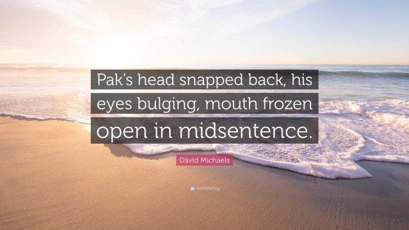 David Michaels Quote: “Pak’s head snapped back, his eyes bulging, mouth frozen open in midsentence.”