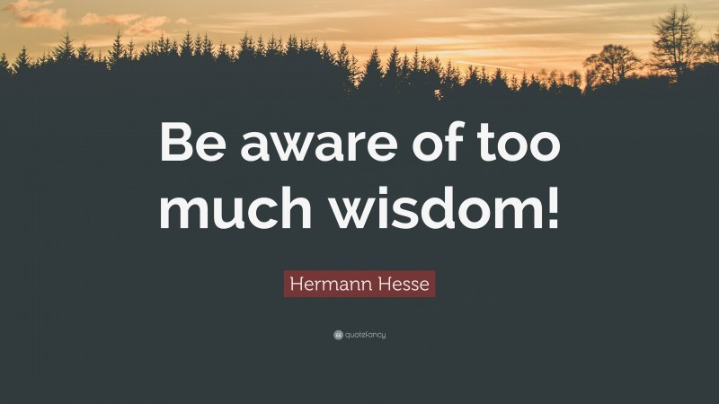 Hermann Hesse Quote: “Be aware of too much wisdom!”