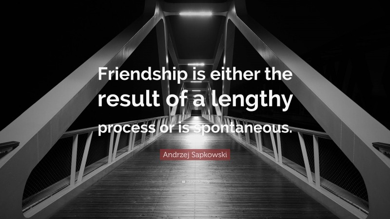 Andrzej Sapkowski Quote: “Friendship is either the result of a lengthy process or is spontaneous.”