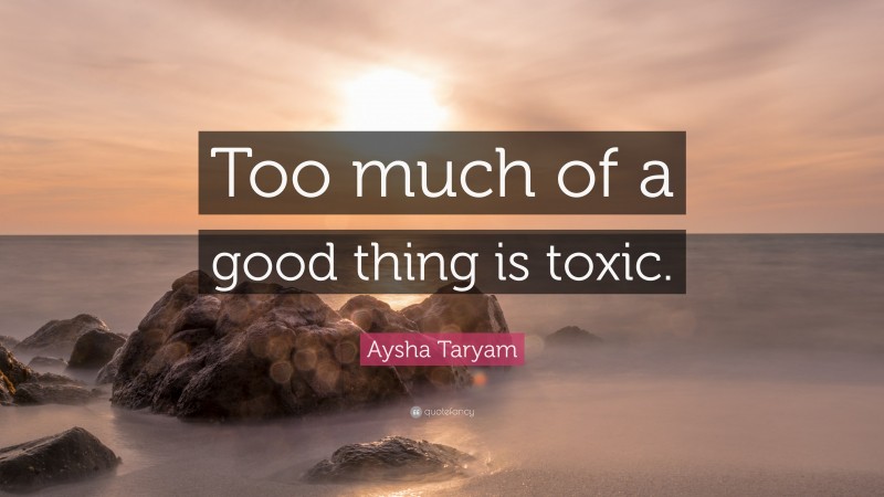 Aysha Taryam Quote: “Too much of a good thing is toxic.”