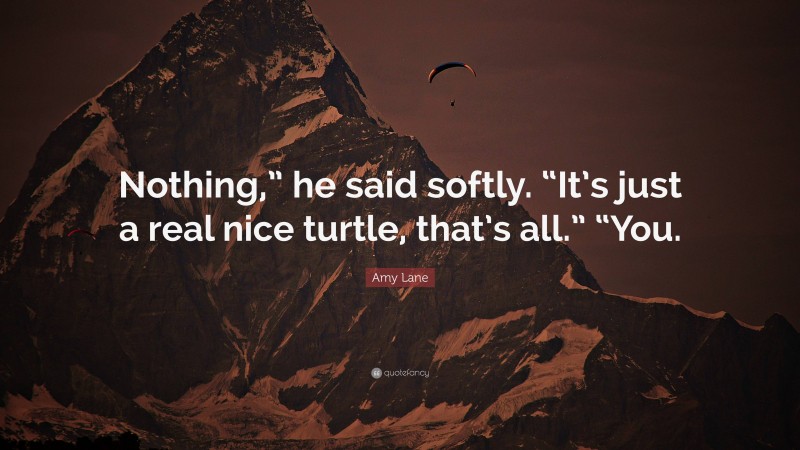 Amy Lane Quote: “Nothing,” he said softly. “It’s just a real nice turtle, that’s all.” “You.”