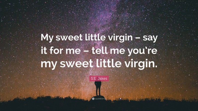 S.E. Jakes Quote: “My sweet little virgin – say it for me – tell me you’re my sweet little virgin.”