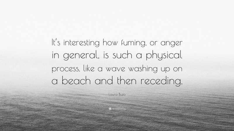 Laura Buzo Quote: “It’s interesting how fuming, or anger in general, is such a physical process, like a wave washing up on a beach and then receding.”