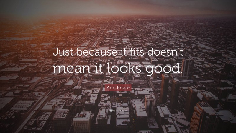 Ann Bruce Quote: “Just because it fits doesn’t mean it looks good.”