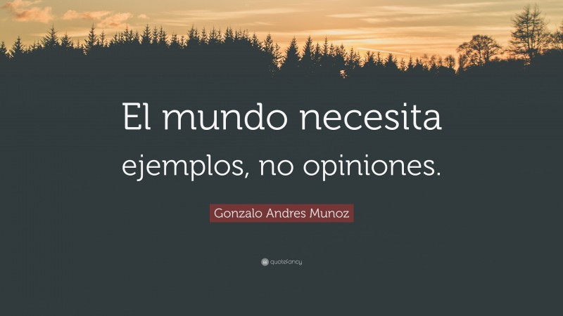 Gonzalo Andres Munoz Quote: “El mundo necesita ejemplos, no opiniones.”