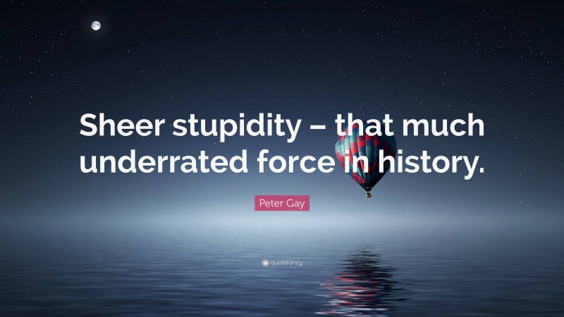 Peter Gay Quote: “Sheer stupidity – that much underrated force in history.”