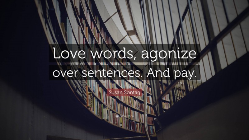 Susan Sontag Quote: “Love words, agonize over sentences. And pay.”