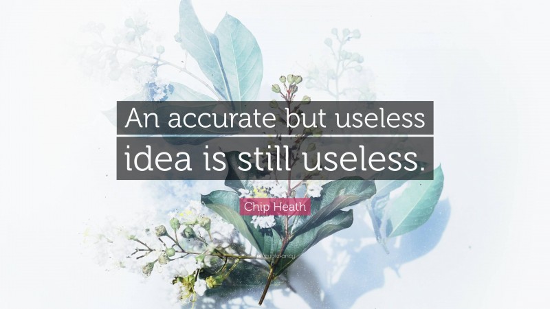 Chip Heath Quote: “An accurate but useless idea is still useless.”