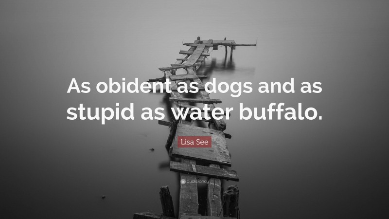 Lisa See Quote: “As obident as dogs and as stupid as water buffalo.”
