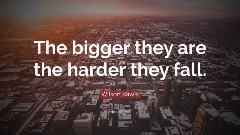 Wilson Rawls Quote: “The bigger they are the harder they fall.”