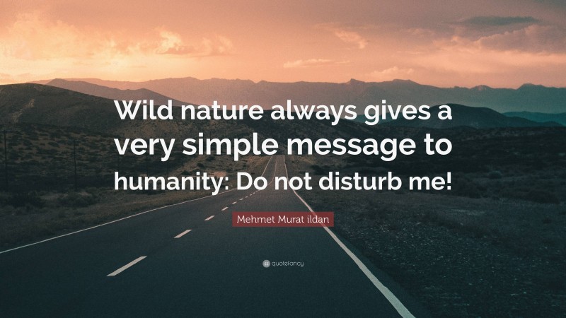 Mehmet Murat ildan Quote: “Wild nature always gives a very simple message to humanity: Do not disturb me!”