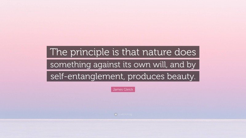 James Gleick Quote: “The principle is that nature does something against its own will, and by self-entanglement, produces beauty.”