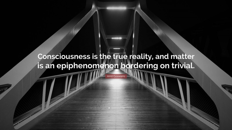 Amit Goswami Quote: “Consciousness is the true reality, and matter is an epiphenomenon bordering on trivial.”