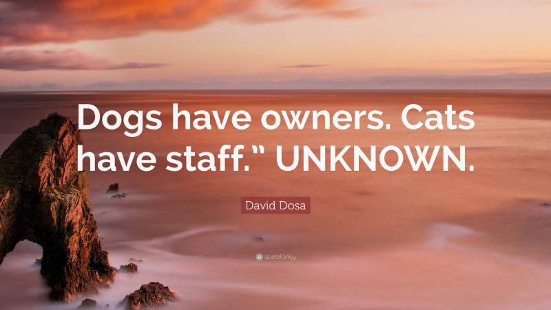 David Dosa Quote: “Dogs have owners. Cats have staff.” UNKNOWN.”