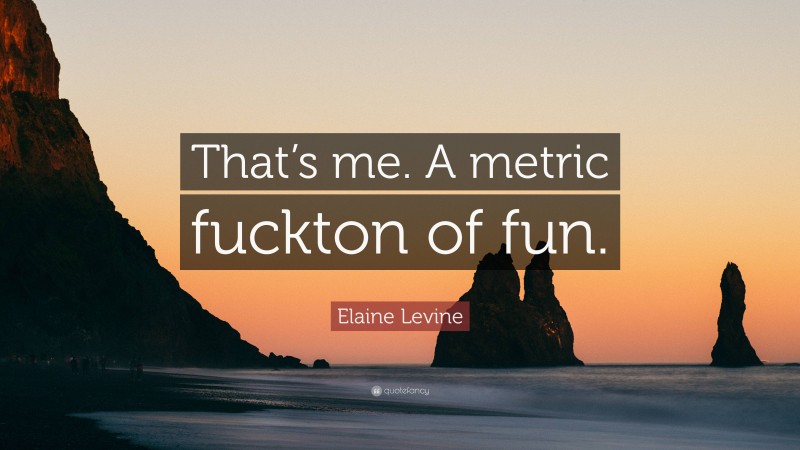 Elaine Levine Quote: “That’s me. A metric fuckton of fun.”