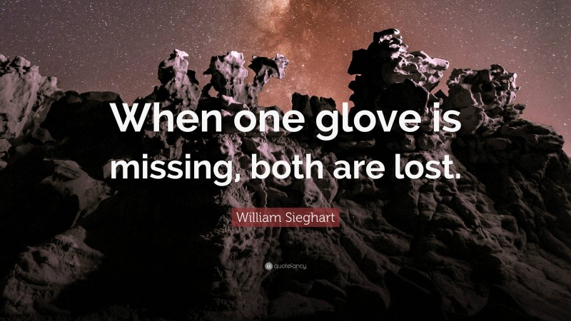 William Sieghart Quote: “When one glove is missing, both are lost.”