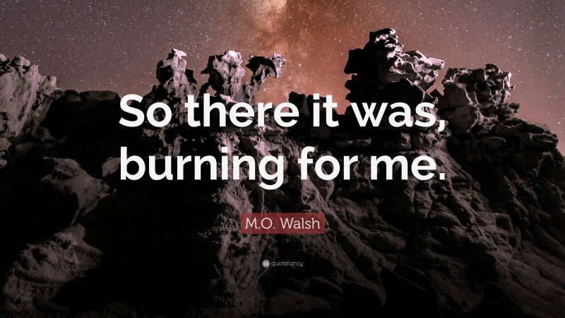 M.O. Walsh Quote: “So there it was, burning for me.”