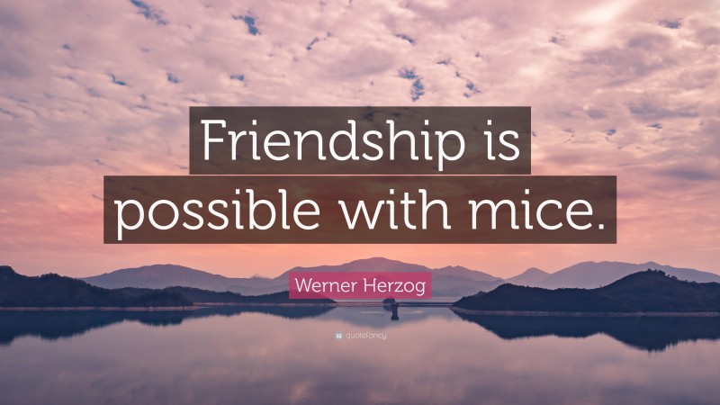 Werner Herzog Quote: “Friendship is possible with mice.”