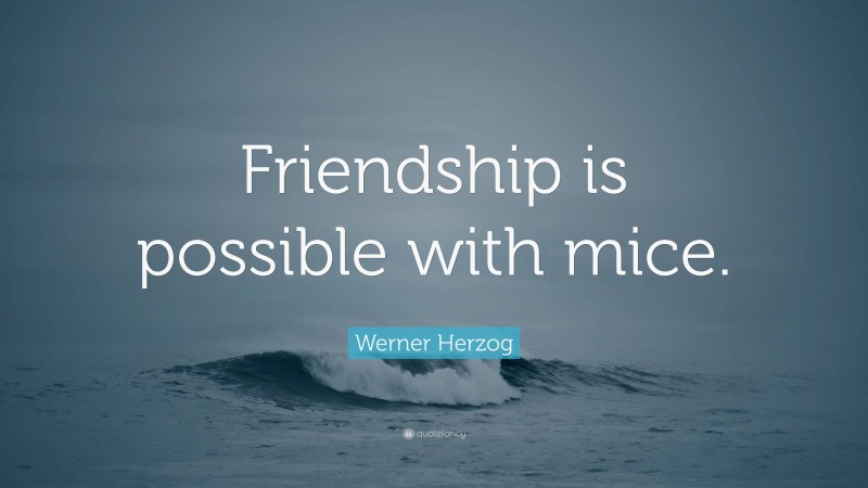 Werner Herzog Quote: “Friendship is possible with mice.”