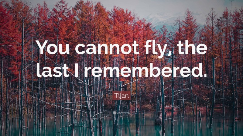 Tijan Quote: “You cannot fly, the last I remembered.”